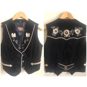 Vintage Cripple Creek Size Small Suede Embroidered Vest